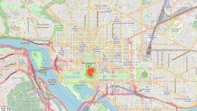 [OC] Animated Heatmap of Parler Video GPS Metadata in DC on January 6th 2021