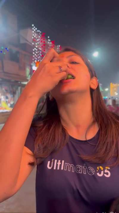 Gayathri arun opening her mouth wide