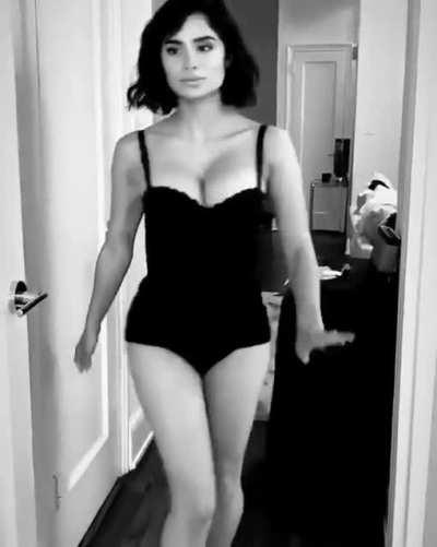 Diane Guerrero having fun during a lingerie photoshoot