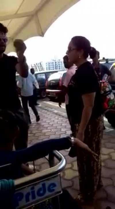 wife catches husband cheating on Goa airport . Cheating Kalesh