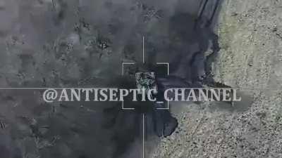 ru pov: Russian lancet kamikaze drone hitting Ukrainian tank