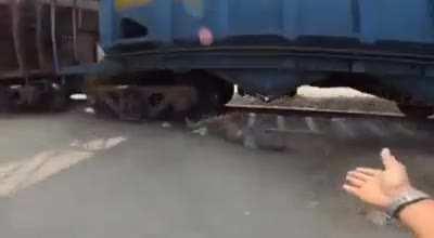 Man almost gets killed by train