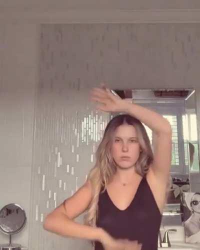 Showing off her new haircut