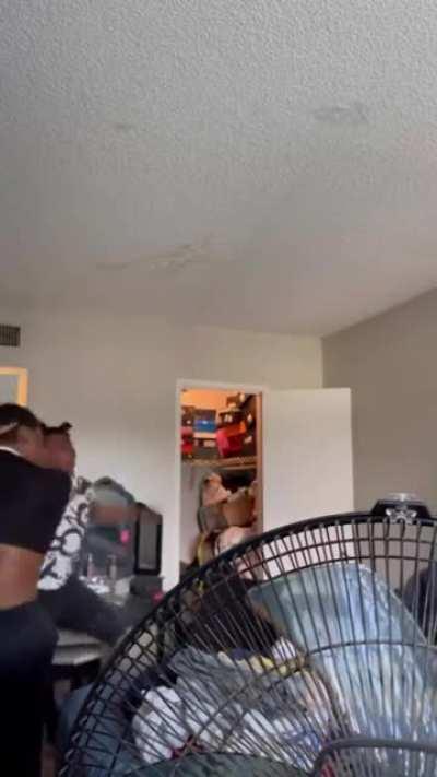 Woman goes ballistic when man goes in her closet and touches her new boots, attacking him.