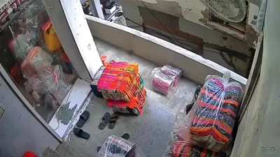 Cloth Merchant fell from 3rd floor .