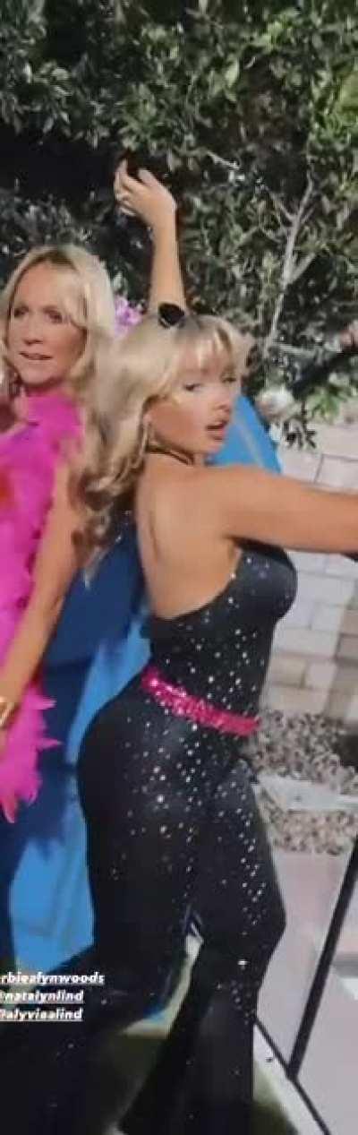 with mum at her disco birthday party