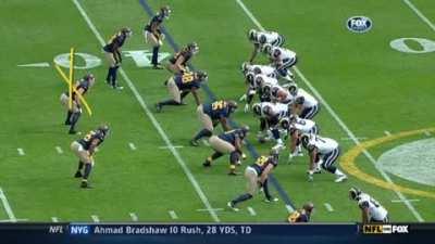 [Highlight] AJ Hawk flips the bird after a sack.