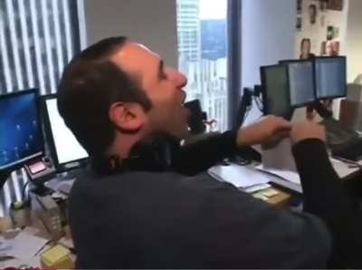 Scott DePace & fat Jason Kaplan get into a manly tussle in the back office