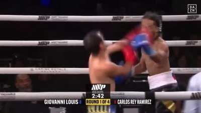 Professional boxing mismatch ends in the first round (TKO).