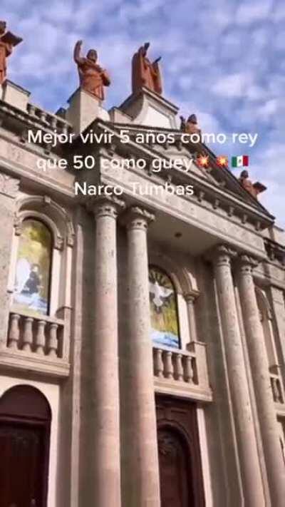 Narco tombs of Culiacan where many notorious traffickers are laid to rest.filled with their favorite weapons,paintings, jewelry, drink, and so on.. some of these tombs look like mansions with alarm systems installed. Pretty fancy for the dead. 'Tell em wh