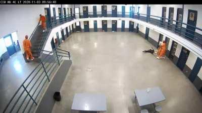 high risk inmate body slams guard who doesn't have a working radio