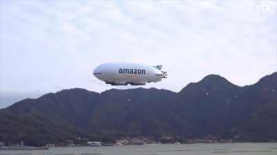 An army of drones descending over a city from a massive corporate airship...damn, amazon just out-cyberpunked cyberpunk itself