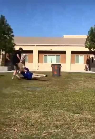 Whoever touches the trash can first loses.