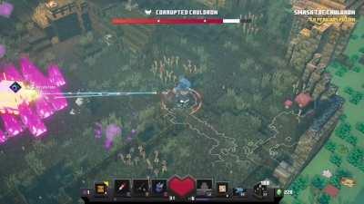 Me using a rapid-fire crossbow with acceleration against a boss