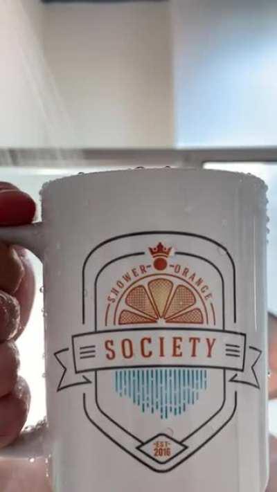 My new mug...good idea. Using it in the shower...bad idea.