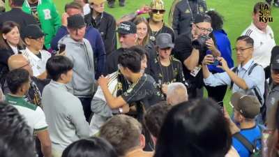 Kim Jong Kook and Son Heung Min greeting each other after the LAFC game