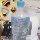 And this is dear viewers what happens when putting a water bottle atop of washing machine !