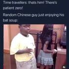 He jus enjoying his bat soup