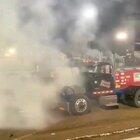 A truck sneezes and blows out engine.