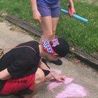 Man Makes Racist Teens Cover Up The N-Word They Wrote On A Sidewalk Near A School! Credit: Shaun Jaber