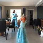 His son wanted to dance to Frozen songs, so dad put on an Elsa costume and danced with him