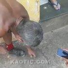 Drunk man eats a scorpion