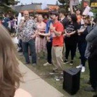 Girl makes use of free speech at anime protest