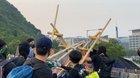Engineering students assembled a catapult on the No.2 bridge of CUHK