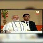 As soon as Modi noticed the camera gazing at him, he started praying. [ABP News]