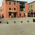 Cutting a tree in the main square. Good idea!