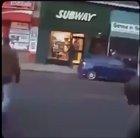A guy is Hit by a Bus. Is then yelled at by his mates