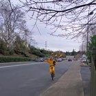 Flaming Bagpiping Hazmat Unicycler disinfects the Streets of Portland.