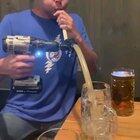 I saw this on Insta. He slurped the whole pint.