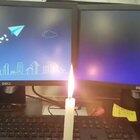 Reigniting a candle.